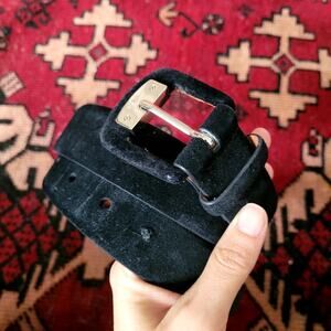 Ralph Lauren Black Suede Leather Belt Sz S